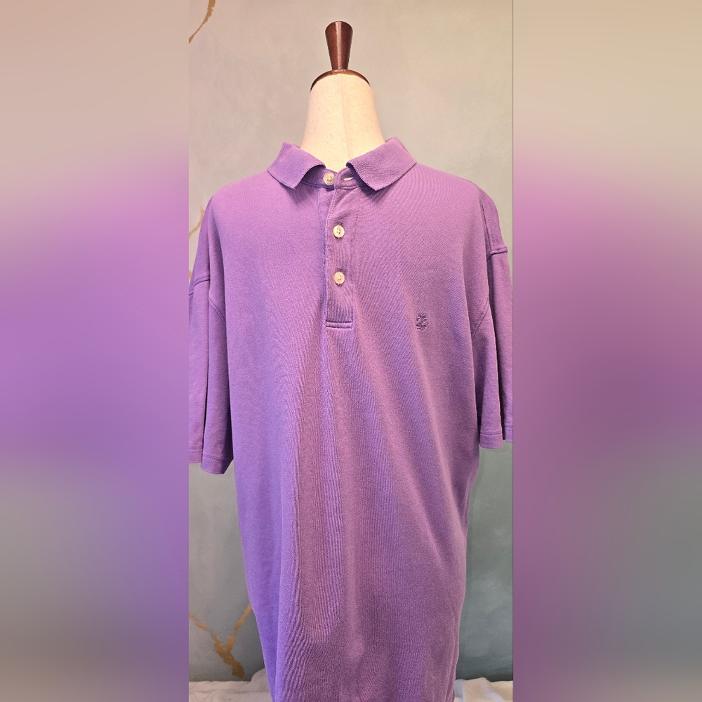 Izod Men's Purple Lavender Polo Shirt Short Sleeve  100% Cotton L